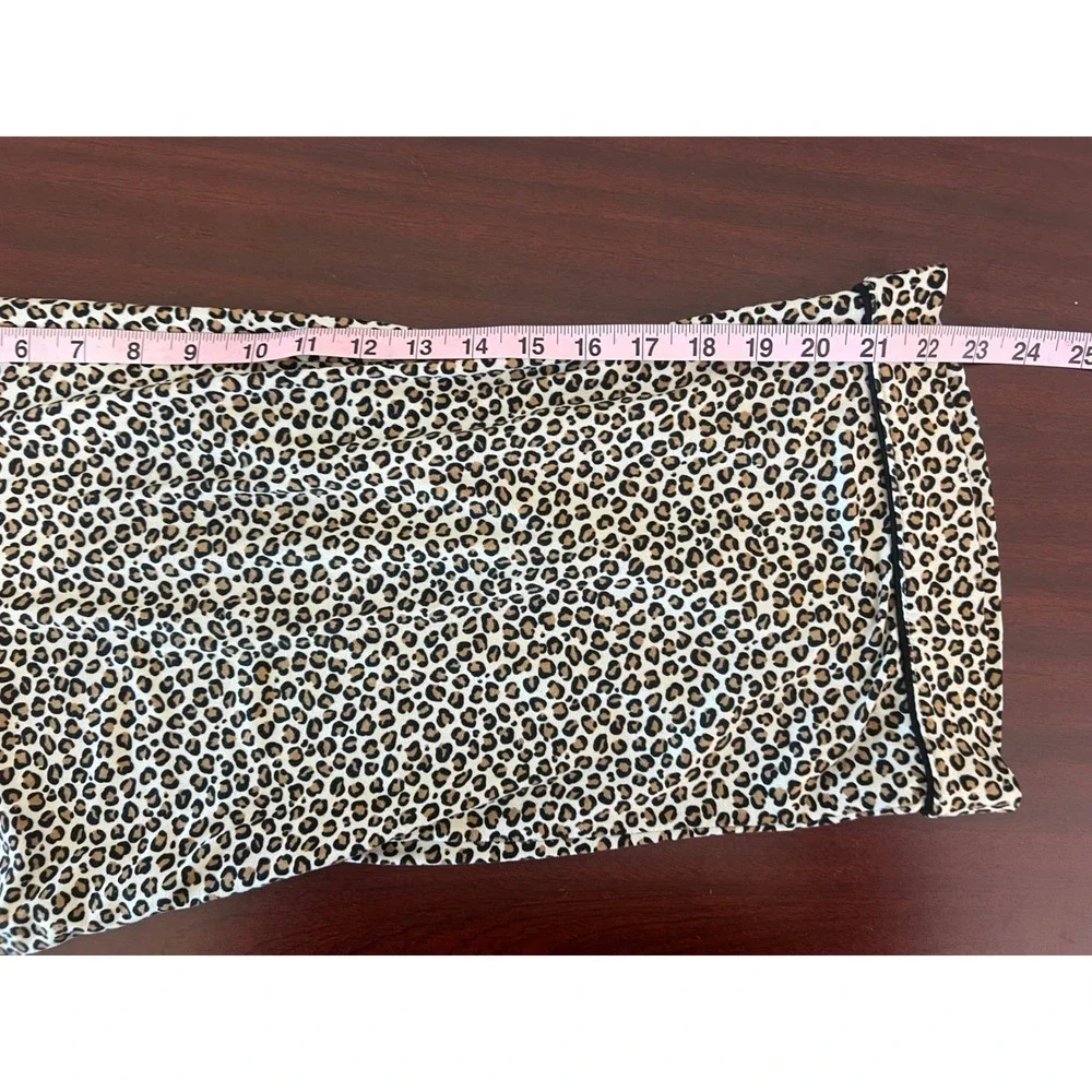 Secret Treasures‎ Womens Leopard Print Pajama Set Large Beige Short Sleeve Crop
